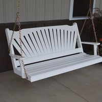 A&L Furniture Amish-Made Pine Fanback Porch Swing, White
