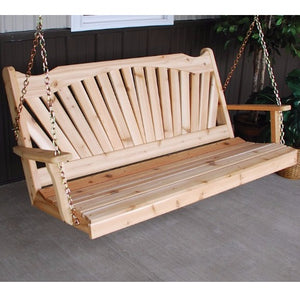 A&L Furniture Co. Amish-Made Cedar Fanback Porch Swing, Unfinished