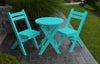 A&L Furniture Poly Round Coronado Folding Bistro Set, Aruba Blue
