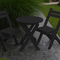 A&L Furniture Poly Round Coronado Folding Bistro Set, Black