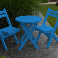 A&L Furniture Poly Round Coronado Folding Bistro Set, Blue