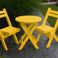 A&L Furniture Poly Round Coronado Folding Bistro Set, Lemon Yellow
