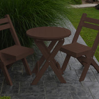 A&L Furniture Poly Round Coronado Folding Bistro Set, Tudor Brown