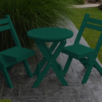 A&L Furniture Poly Round Coronado Folding Bistro Set, Turf Green
