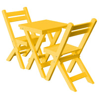 A&L Furniture Poly Square Coronado Folding Bistro Set, Lemon Yellow