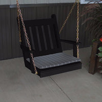 A&L Furniture Amish-Made Pine Traditional English Chair Swing, Black