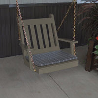 A&L Furniture Amish-Made Pine Traditional English Chair Swing, Olive Gray