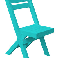 A&L Furniture Amish-Made Poly Coronado Folding Bistro Chair, Aruba Blue