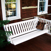 A&L Furniture Amish-Made Pine Traditional English Porch Swing, White