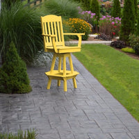 A&L Furniture Amish-Made Poly Classic Swivel Dining Chair with Arms, Lemon Yellow