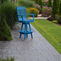 A&L Furniture Amish-Made Poly Royal English Swivel Bar Chair, Blue