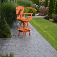 A&L Furniture Amish-Made Poly Royal English Swivel Bar Chair, Orange
