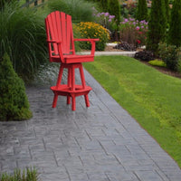 A&L Furniture Co. Amish-Made Poly Adirondack Swivel Dining Chair with Arms, Bright Red