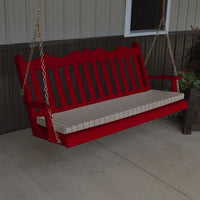 A&L Furniture Amish-Made Pine Royal English Porch Swing, Tractor Red