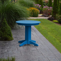 A&L Furniture 33" Round Outdoor Poly Dining Table, Blue