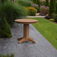 A&L Furniture 33" Round Outdoor Poly Dining Table, Cedar