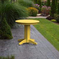 A&L Furniture 33" Round Outdoor Poly Dining Table, Lemon Yellow