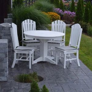 A&L Furniture Co. Poly 5pc Adirondack Dining Set with Round Table, White