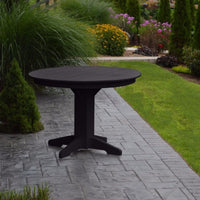 A&L Furniture 44" Round Outdoor Poly Dining Table, Black