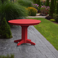 A&L Furniture 44" Round Outdoor Poly Dining Table, Bright Red