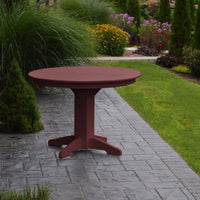 A&L Furniture 44" Round Outdoor Poly Dining Table, Cherrywood