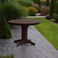 A&L Furniture 44" Round Outdoor Poly Dining Table, Tudor Brown