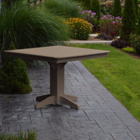 A&L Furniture 44" Square Outdoor Poly Dining Table, Weathered Wood