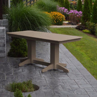 A&L Furniture Amish-Made 6' Outdoor Poly Dining Table, Weathered Wood