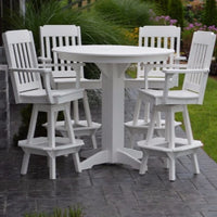A&L Furniture Co. Poly 5pc Classic Bar Set with Round Table, White