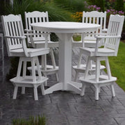 A&L Furniture Co. Poly 5pc Royal Bar Set with Round Table, White
