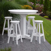 A&L Furniture Co. Poly 5pc Bar Table Set with Round Table, White