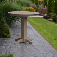 A&L Furniture 44" Round Outdoor Poly Bar Table, Weathered Wood