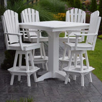A&L Furniture Co. Poly 5pc Adirondack Bar Set with Square Table, White