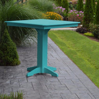 A&L Furniture 44" Square Outdoor Poly Bar Table, Aruba Blue