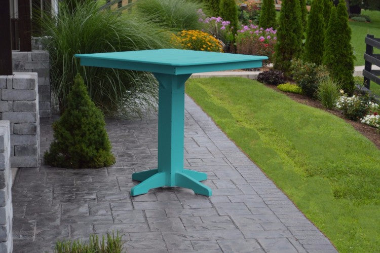 A&L Furniture 44" Square Outdoor Poly Bar Table, Aruba Blue