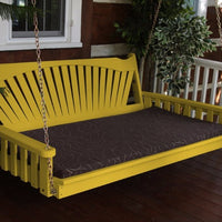 A&L Furniture Amish-Made Pine Fanback Swing Bed, Canary Yellow