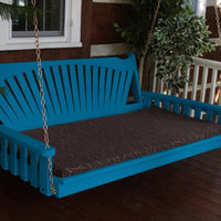 A&L Furniture Amish-Made Pine Fanback Swing Bed, Caribbean Blue
