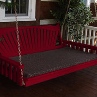 A&L Furniture Amish-Made Pine Fanback Swing Bed, Tractor Red