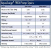 Specifications for Aquascape® AquaSurge® PRO Adjustable Flow Pumps
