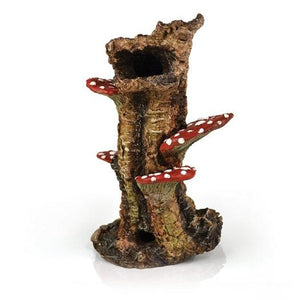 Front view of biOrb® Mushrooms on Tree Trunk Aquarium Ornament