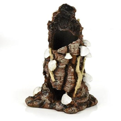Front view of biOrb® White Shells on Stump Aquatic Ornament