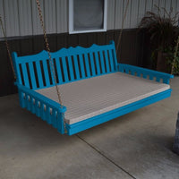 A&L Furniture Amish-Made Pine Royal English Swing Bed, Caribbean Blue
