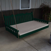 A&L Furniture Amish-Made Pine Royal English Swing Bed, Dark Green