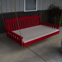 A&L Furniture Amish-Made Pine Royal English Swing Bed, Tractor Red