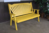 A&L Furniture Amish-Made Pine Fanback Garden Bench, Canary Yellow