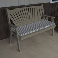 A&L Furniture Amish-Made Pine Fanback Garden Bench, Olive Gray