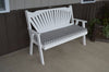 A&L Furniture Amish-Made Pine Fanback Garden Bench, White
