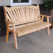 A&L Furniture Cedar Fanback Garden Bench, Unfinished