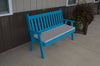 A&L Furniture Amish-Made Pine Traditional English Garden Bench, Caribbean Blue