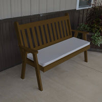 A&L Furniture Amish-Made Pine Traditional English Garden Bench, Coffee